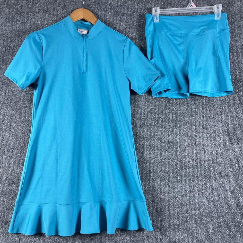 Tommy Bahama Golf Dress Womens Medium Blue Stretch Quarter Zip Shorts Preppy